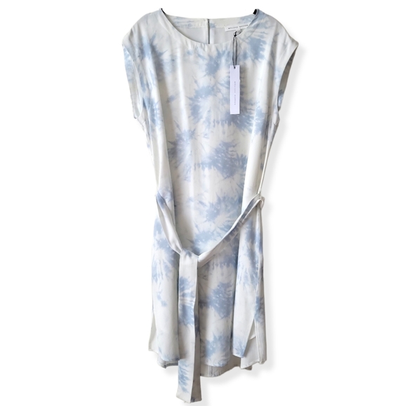 NWT Melissa Nepton Canada White & Tie-Dye Blue Tencel Dress - Picture 13 of 14